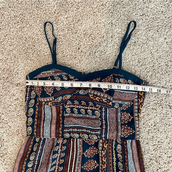 Xhilaration Y2K 90s Navy Blue Print Corset Boho maxi‎ dress - Picture 8 of 11